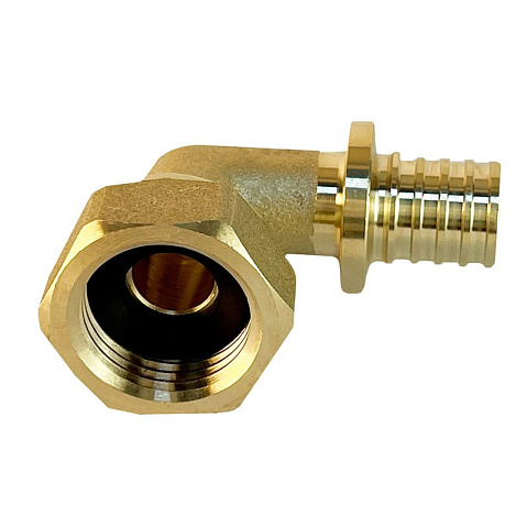 Угольник латунный для PEX труб 20-3/4'' PN 16 S-2,8мм под надвижную гильзу Valfex VF.455.AF купить в Москве | "Проконсим"